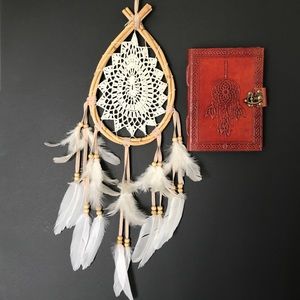 Set. Dream catcher with leather journal. Handmade